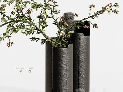 plants bouquet vase 34 3D model
