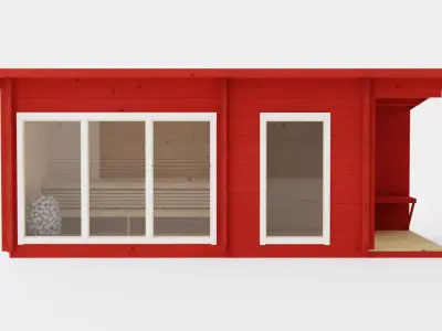 Sauna RedWhite Low-poly 3D model