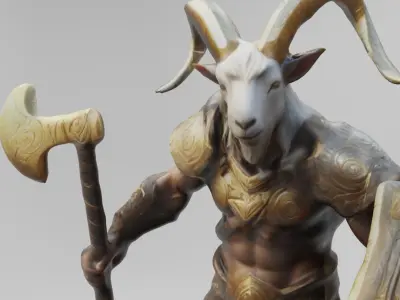 Goat Warrior 3D Model Mythical Fantasy Character Low-poly 3D model