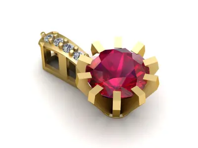 NATURAL RUBY AND DIAMOND PENDANT 3D PRINTABLE MODEL 3D print model