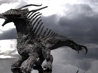Cyborg Lizard dragon With Cyborg Tiled Textures 3D model