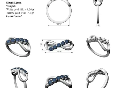 Stones Infinity Ring 3D print model