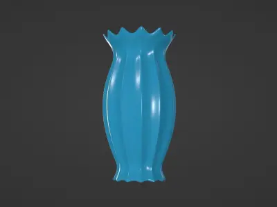 Vase porcelain blue 3 3D model