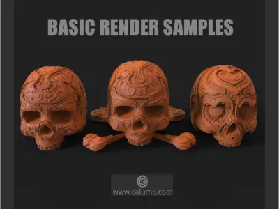 3 Detailed Skulls Set 3D print model