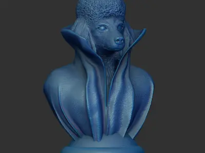 Poodle with Collar Cape on Pedestal 3D print model