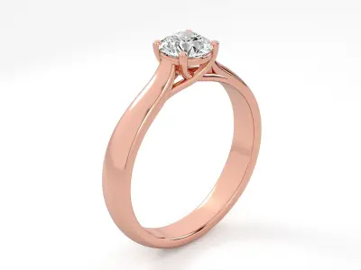 Round Diamond Engagement Ring 3D print model