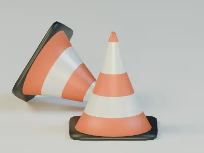 Low Poly Road Cones 3D Model Stylized Traffic Cones for Games Free low-poly 3D model