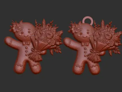 ginger cookie with flower 3  3D print model