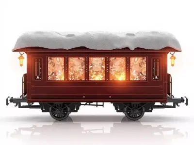 Snowy Crystal Train Carriage 3D Model Magical Passenger Car Low-poly 3D model