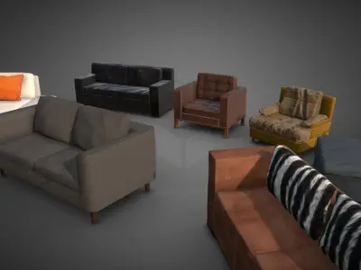 Armchairs Pack Low-poly 3D model