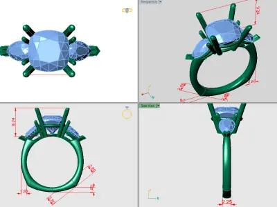 Thrinity ring center pear shape on each side with europian shank 3D print model