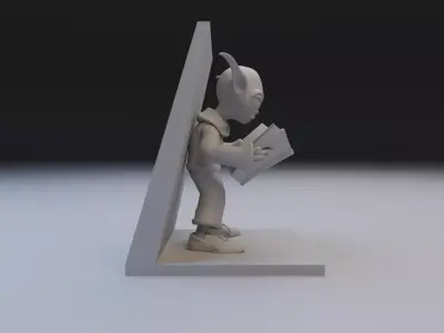 alien reading book book stand  3D print model
