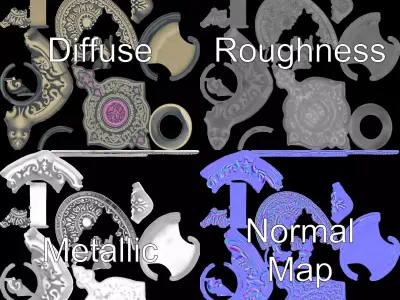 Ornate Brass Doorknob model pack Low-poly 3D model