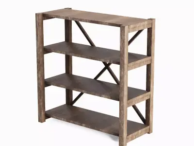 Wide Pottery Shelf 03 Low-poly 3D model