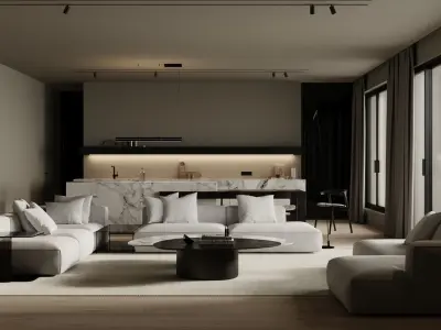 MARBLE COZY - Interior scene 3D model - 3d model 3D model