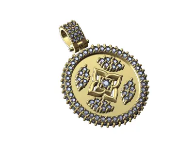 Iced floral star diamond pendant with bail 3D print model