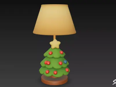 Christmas Tree Table Lamp Low-poly 3D model