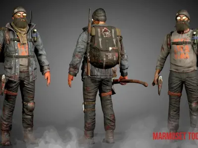 Animated Low poly Game Ready Santa survivor 3D Modular Low-poly 3D model