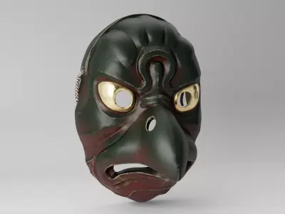 Japanese Korobase mask Low-poly 3D model