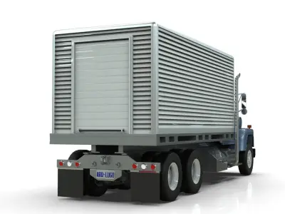 L9000 Box Truck 3D Model six Hood Variants  Hendrickson RT  3D model