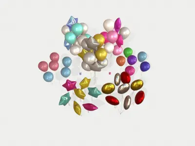 Helium Balloons 3D Model Collection