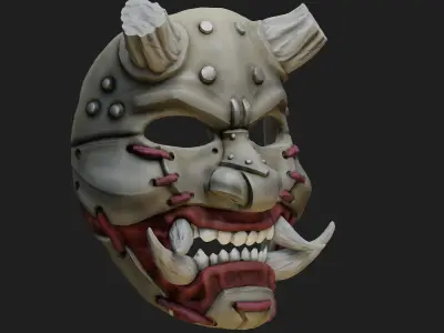 Oni Mask 7 Broken Horn Rev Version 3D print model