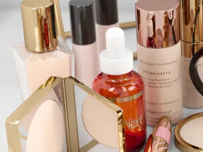 set of big cosmetics 3D model