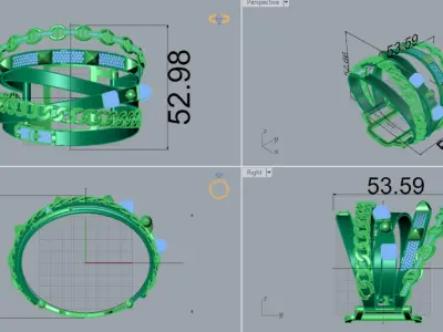 Luxury two-tone gold and diamond cuff bracelet model  bg0010 3D print model