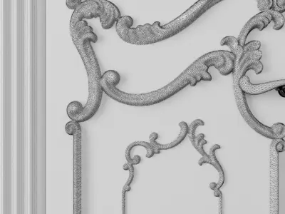 Luxury Classic baroque carved door 3D model