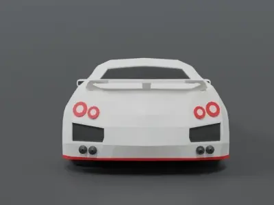Low Poly Cartoon Sports Car Low-poly 3D model