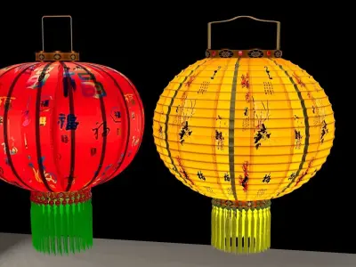 Chinese red lantern 3D model 40