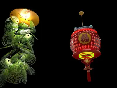 Chinese red lantern  3D model 50