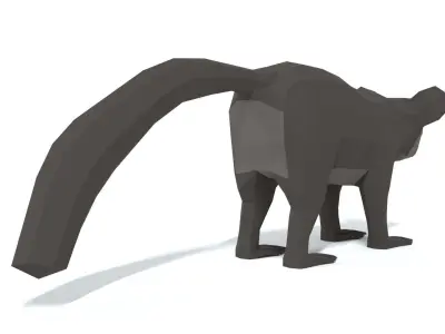 Low Poly Cartoon Aye-Aye Lemur  Low-poly 3D model