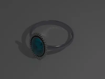 Ring Model 3D oval turquoise stone Texture