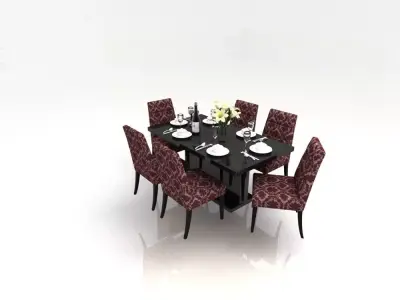 table dining and chairs 3D model