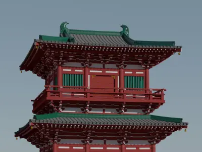 Tang-Dynasty-styled Architecture Low-poly 3D model