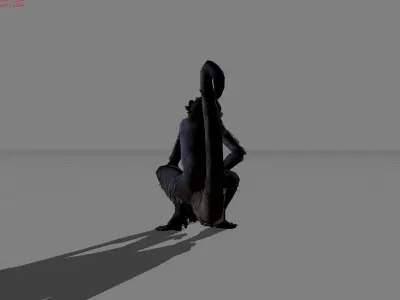 Monkey Thin Animal Low-poly 3D model