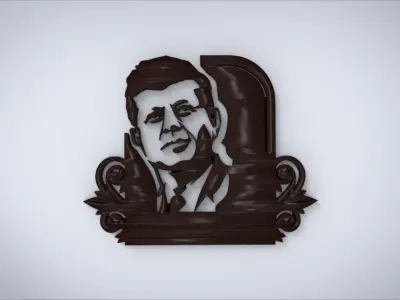 Wall decoration with John F Kennedy motif 3D print model