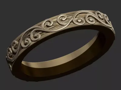 Arabesque Rococo Alliance Ring 3D print model
