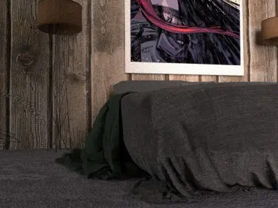 Trendy Tucked Bed with Throw 3D model