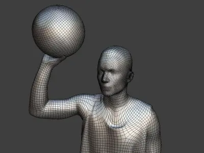 Basketball Player With a Ball Low-poly 3D model