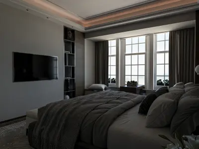 Indulge in Opulent Luxury with This 3D Bedroom Model 3D model