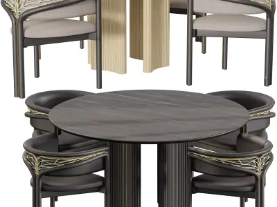 Roller Max dining table and chair Low-poly 3D model