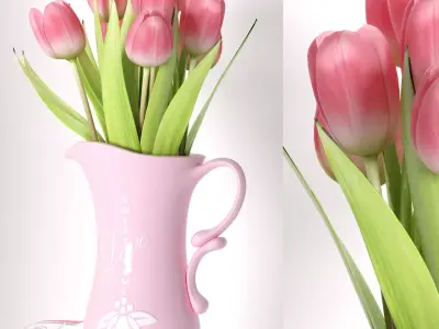 Tulips 7 in pitcher 3D model