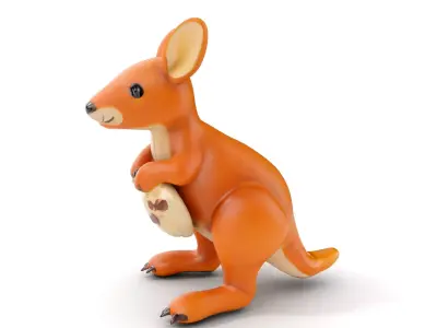 Kangaroo Plush Toy D Model Pack Low-poly 3D model