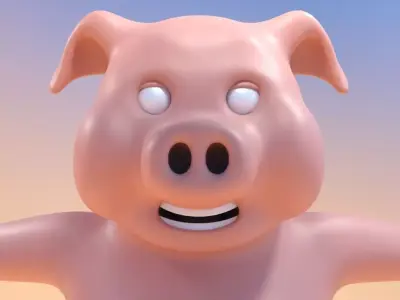 Pig Character Rigged Low-poly 3D model