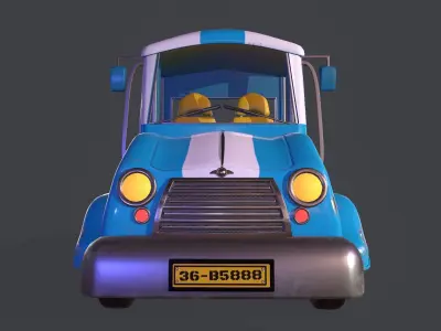 Asset - Cartoons - Car - Truck  Low-poly 3D model