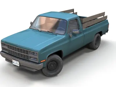 Farmer pickup truck Low-poly 3D model