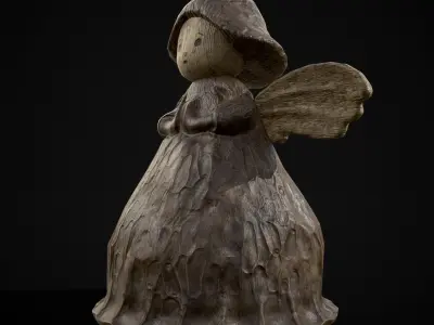 Angel Wood Figurine Low-poly 3D model