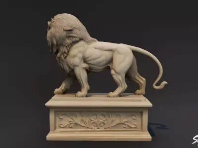 Lion Statue V4 Low-poly 3D model